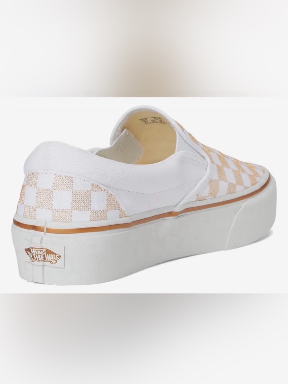 •VANS•NWT METALLIC GOLD & WHITE CHECKERED OLD SKOOL PLATFORM SNEAKER SIZE 8 - Picture 7 of 12